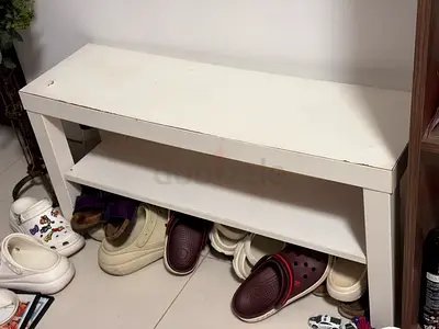 White Wooden Shoe Rack - 2-Tier, pre-owned