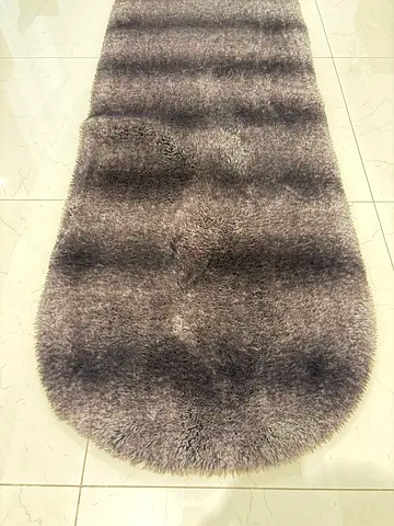 Long Grey Shaggy Runner Rug - Soft High Pile