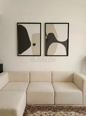 2 large grey themed minimalist paintings
