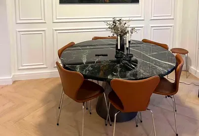 Round Black Marble Dining Table