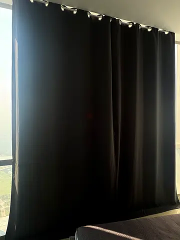 Blackout Eyelet Curtains - Dark Black, Grommet Top (Pair) W145cm L300cm