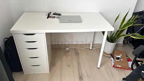 White Ikea desk with drawers and Office Chair - good condition