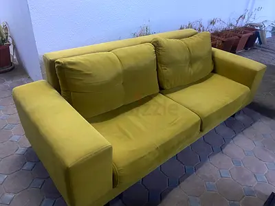50 for all together. Used 3+2+1 seater olive green fabric sofa, good for huge living room