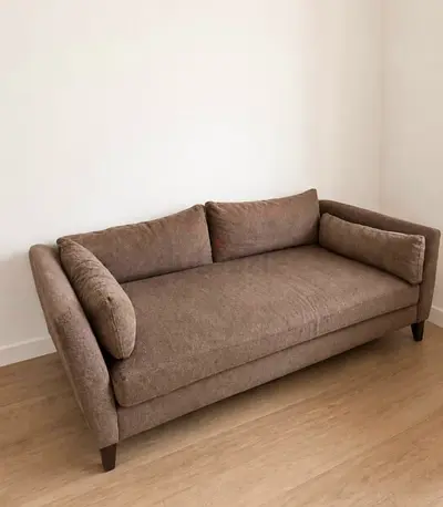 Comfortable 3 Seater Fabric Sofa in Brown