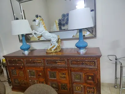 Solid Wood Carved Sideboard / Console Cabinet with Brass Inlays from marina very prestige and good q