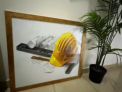 Framed Construction Blueprint Wall Art (Large) - Ready to Hang