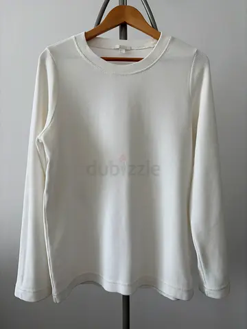 COS Plain white long-sleeve crewneck top