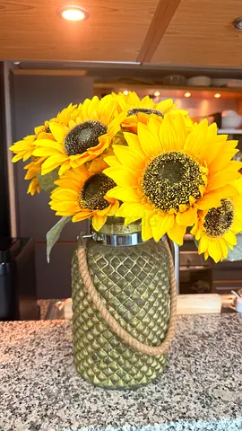 Decorative Sunflower Vase with Rope Accent - Ceramic Home Decor + London wall clock