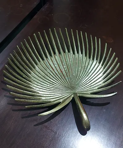 Decorative Brass Palm Leaf Tray - Small Accent Dish