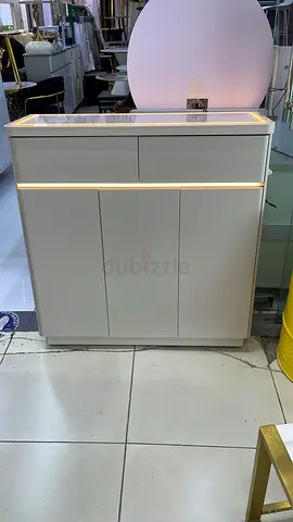 Modern white shoes rack  cabinet with LED strip