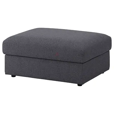 Grey Fabric Ottoman Footstool - Compact Square Pouffe