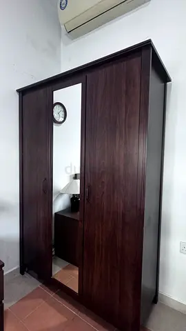 Wardrobe with Full Mirror - Dark Brown - Like New*