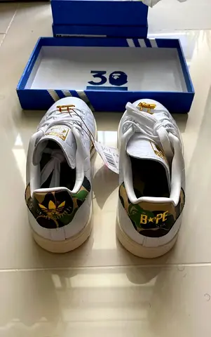 Adidas X Bape Stan Smith 30th Anniversary White Leather Sneakers