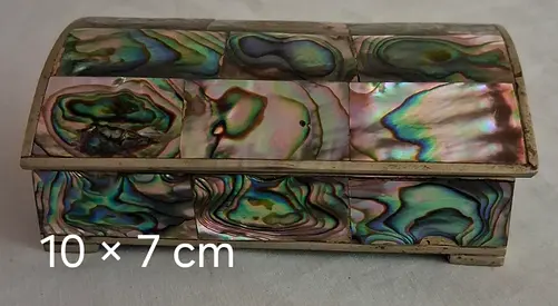 Small Abalone Shell Inlay Trinket Box - 10 x 7 cm