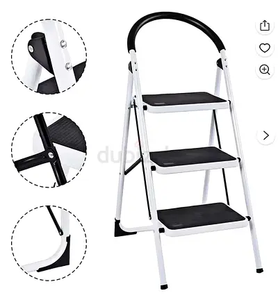 3-Step Folding Step Ladder with Handle - Lightweight Aluminium
