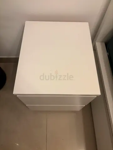 White bedside nightstand / table with two drawers - very good condition