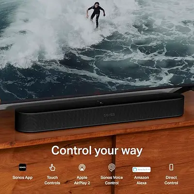 Sonos Beam (Gen 2) Smart Soundbar for Compact Size TV with Dolby Atmos Technology