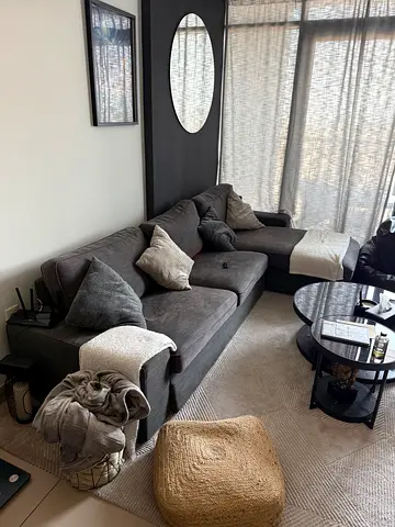 “NEGOTIABLE” Dark Grey L-shaped 3-seater Sofa with Chaise