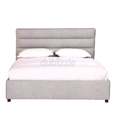 Light gray linen double size bed frame