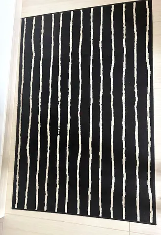 Black and White Striped Rug - Modern Minimal Design X 2