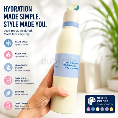Water bottle Insulated Water Bottle with Straw –750ML – Brand New