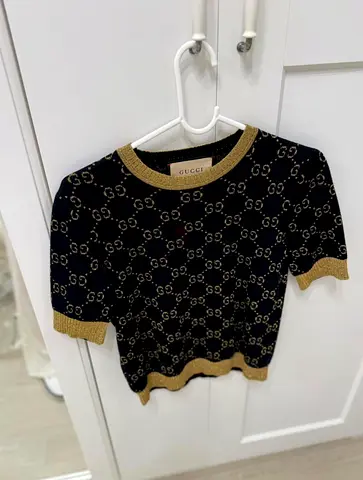 Gucci GG Monogram Short Sleeve Knit Top