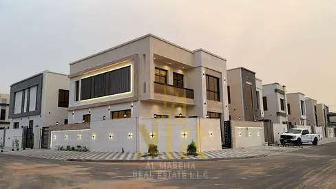 Modern villa for sale in Al Yasmin Garden – Corner of two streets, two floors and a roof | 5 master bedrooms | Includes registration and ownership fee