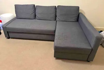 Grey L-Shaped Sectional Sofa Bed with Chaise
