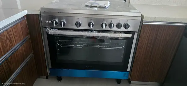 Ariston 90x60cm Gas Cooker, 5 Burners, Fan-Assisted Oven, Auto Ignition, Safety Valve,