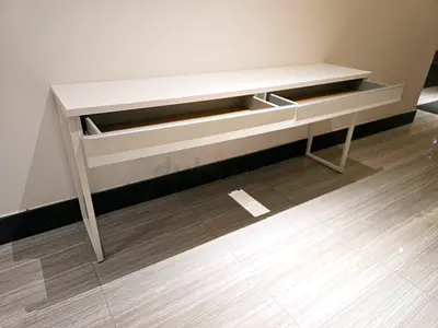 Slim White Console Table with Two Drawers - Modern