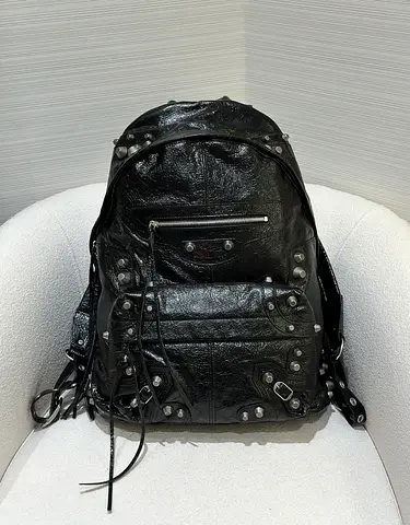 BALENCIAGA Crinkled Leather Backpack