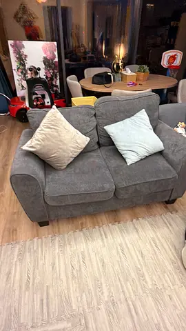 Grey soft set including 2 seater, 3 seater sofas, recliner,coffee table,TV table.excellent condition