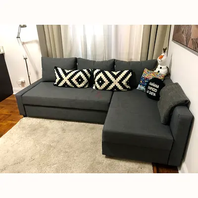 Comfortable Dark Grey L-Shaped Sofa Bed