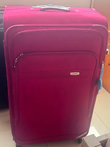 Maroon Large Soft-Sided Suitcase / Travel Luggage - Good Condition