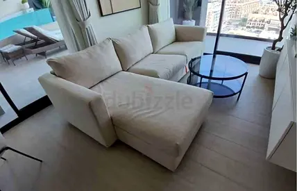 Comfortable Beige L-Shaped Sectional Sofa
