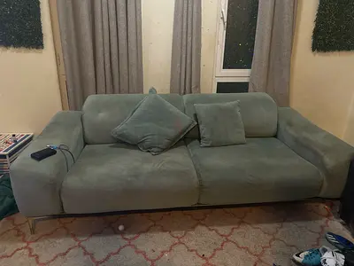 3-Seater Light Grey Fabric Sofa and cum bed — Good Condition