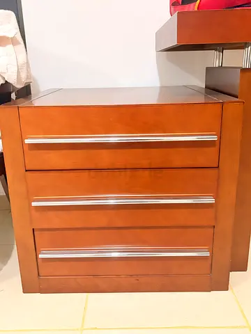 Wooden bedside nightstand with 3 drawers - good condition