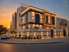 Luxury corner villa for sale in a prime location, featuring elegant design, spacious areas, and high