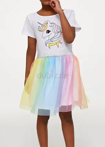 Girls Unicorn Rainbow Tulle Dress –Size ( 6-8 years)
