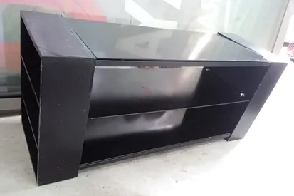 Black TV Table/ Entertainment Unit with Shelves - Good Condition