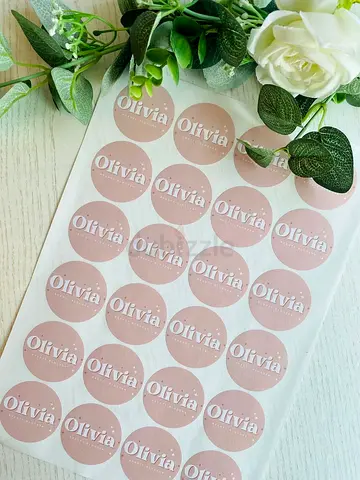 Custom round name stickers - Olivia (sheet of stickers)