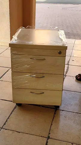 wooden 2 bedside with 3 drawer mobile filing cabinet with lock - good condition
