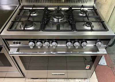 Glemgass latest model 5 burner full gass with fan full heavy duety stove 90x60 made in Italy