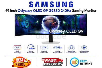 Samsung 49 Inch Gaming Monitor - OLED G9 G93SD DQHD 240Hz - New, Just Box Opened - 1 YEAR WARRANTY