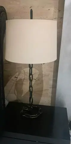 Industrial Chain Base Table Lamp with Cream Shade