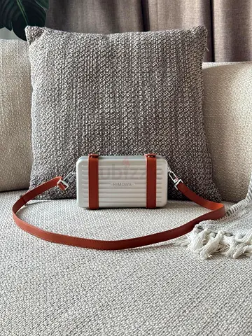 Rimowa Cross-Body Aluminum Shoulder Bag—Silver × Brown