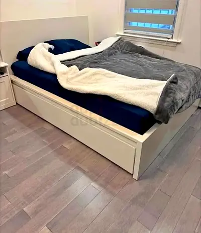 IKEA King Size Bed + 2 Storage Drawers + Mattress