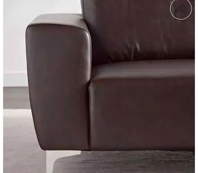Home center 3-Seater Faux Leather Right Corner Sofa - Dark Brown