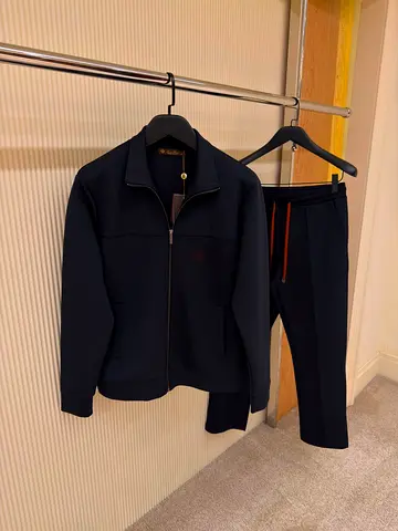 Loro piana Men's navy zip-up jacket and matching jogger pants set