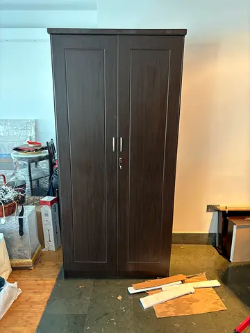 Dark Wood 2-Door Wardrobe / Armoire - Good Condition